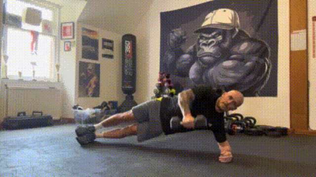 Side plank reach through